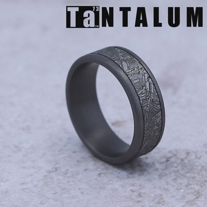 The Matrix Men's Wedding Band in Grey Tantalum - 8mm Width by Tantalum
