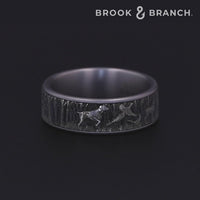 The Huntsman Men's Wedding Band in Grey Tantalum and Grey/Black Titanium - 7.5mm Width by Brook and Branch