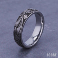 The Barrel Script Men's Wedding Band in Tungsten - 6mm Width by Forge