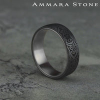 The Sword Men's Wedding Band in 14K White Gold and Grey Tantalum - 6.5mm Width by Ammara Stone