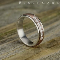 The Roosevelt Men's Wedding Band in 14K White and Rose Gold - 6mm Width by Benchmark