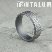 The Tiger Stripe Men's Wedding Band in Grey Tantalum - 7mm Width by Tantalum