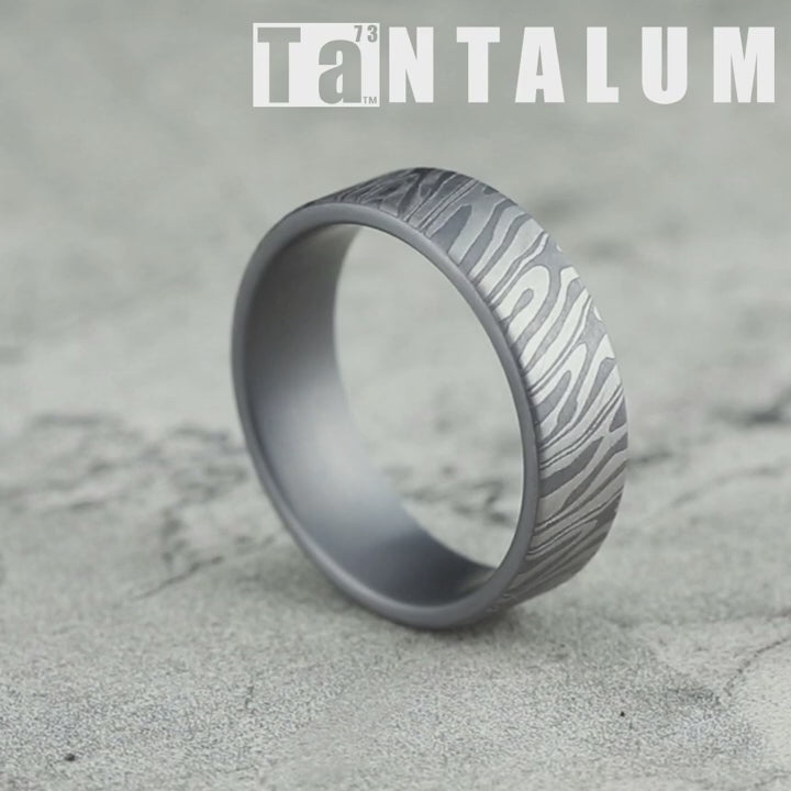 The Tiger Stripe Men's Wedding Band in Grey Tantalum - 7mm Width by Tantalum