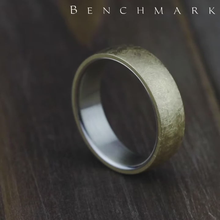 The Aurora Men's Wedding Band in 14K White and Yellow Gold - 6.5mm Width by Benchmark