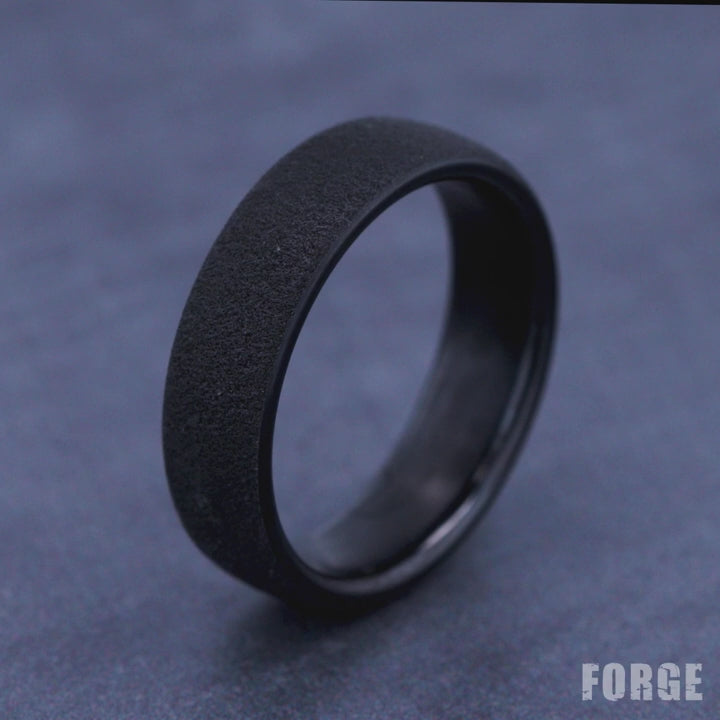 The Mortar Men's Wedding Band in Black Titanium - 6.5mm Width by Forge