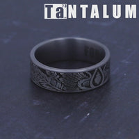 The Comanche Men's Wedding Band in Grey Tantalum and Grey/Black Titanium - 7.5mm Width by Tantalum