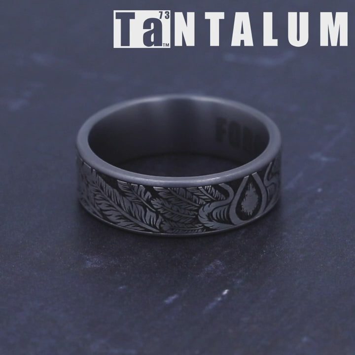 The Comanche Men's Wedding Band in Grey Tantalum and Grey/Black Titanium - 7.5mm Width by Tantalum