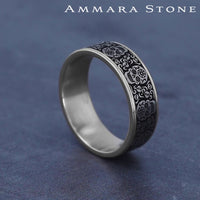 The Sugar Skull Men's Wedding Band in 14K White Gold and Grey/Black Titanium - 7.5mm Width by Ammara Stone