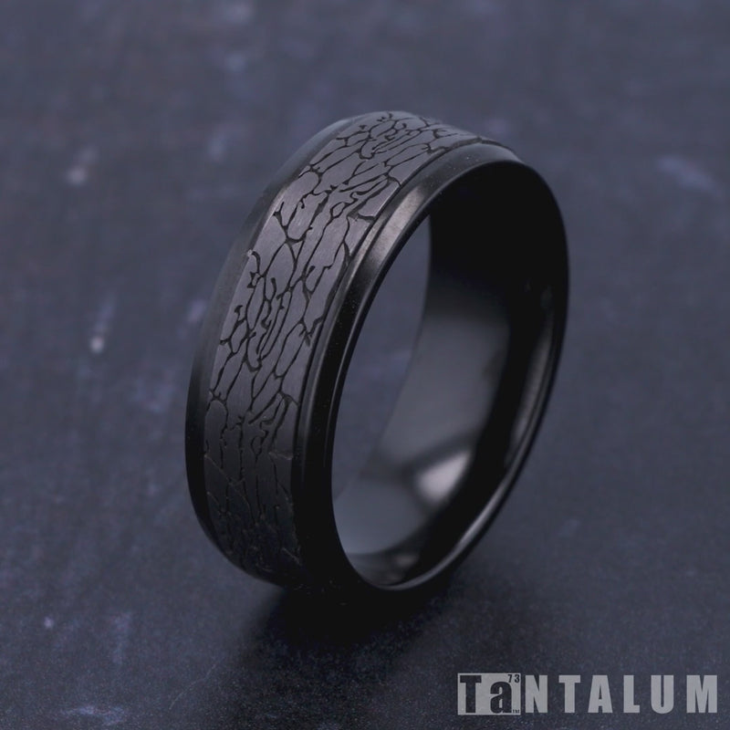 The Legend Men's Wedding Band in Black Titanium and Grey Tantalum - 8mm Width by Tantalum