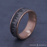 The Evergreen Men's Wedding Band in 14K Rose Gold and Darkened Tantalum - 7.5mm Width by Brook and Branch