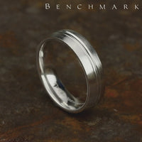 The Bastion Men's Wedding Band in 14K White Gold - 6.5mm by Benchmark