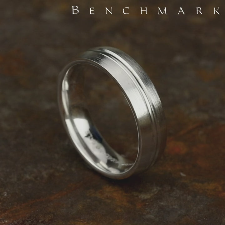 The Bastion Men's Wedding Band in 14K White Gold - 6.5mm by Benchmark