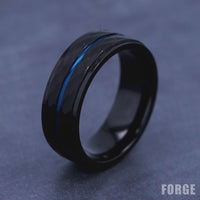 The Mcclane Men's Wedding Band in Black Cobalt - 8mm Width by Forge
