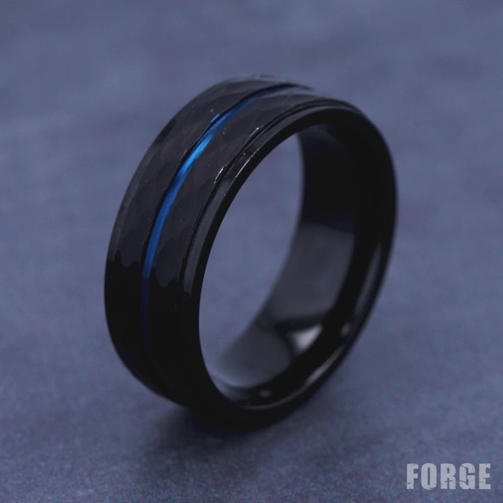 The Mcclane Men's Wedding Band in Black Cobalt - 8mm Width by Forge