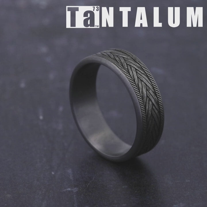 The Wheat Men's Wedding Band in Grey Tantalum - 7mm Width by Tantalum