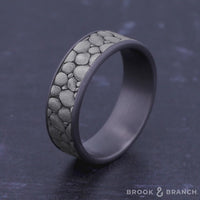 The River Rock Men's Wedding Band in Grey Tantalum and 14K White Gold - 7.5mm Width by Brook and Branch