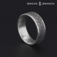 The Chevron Men's Wedding Band in 14K White Gold and Grey Tantalum - 7.5mm Width by Brook and Branch