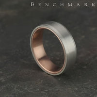 The Nobleman Men's Wedding Band in 14K Rose and White Gold - 6.5mm Width by Benchmark