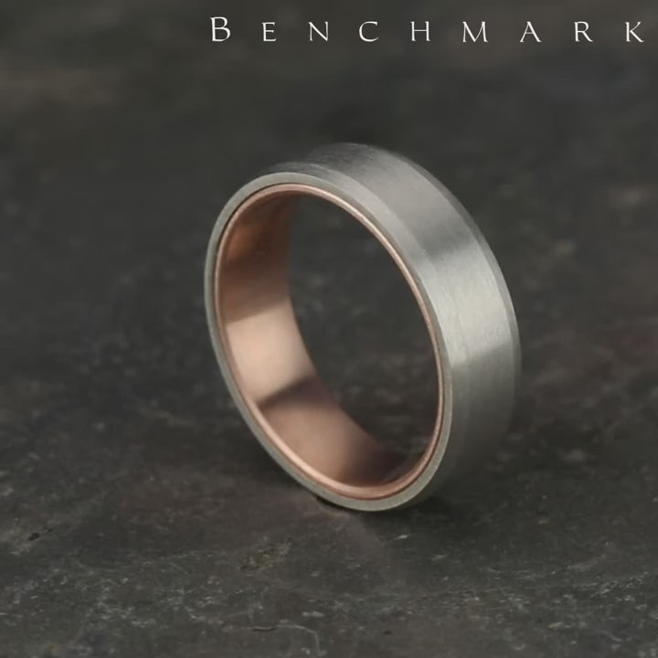 The Nobleman Men's Wedding Band in 14K Rose and White Gold - 6.5mm Width by Benchmark