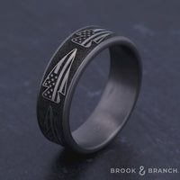The American Men's Wedding Band in Grey Tantalum and Grey-Black Titanium - 7.5mm Width by Brook and Branch