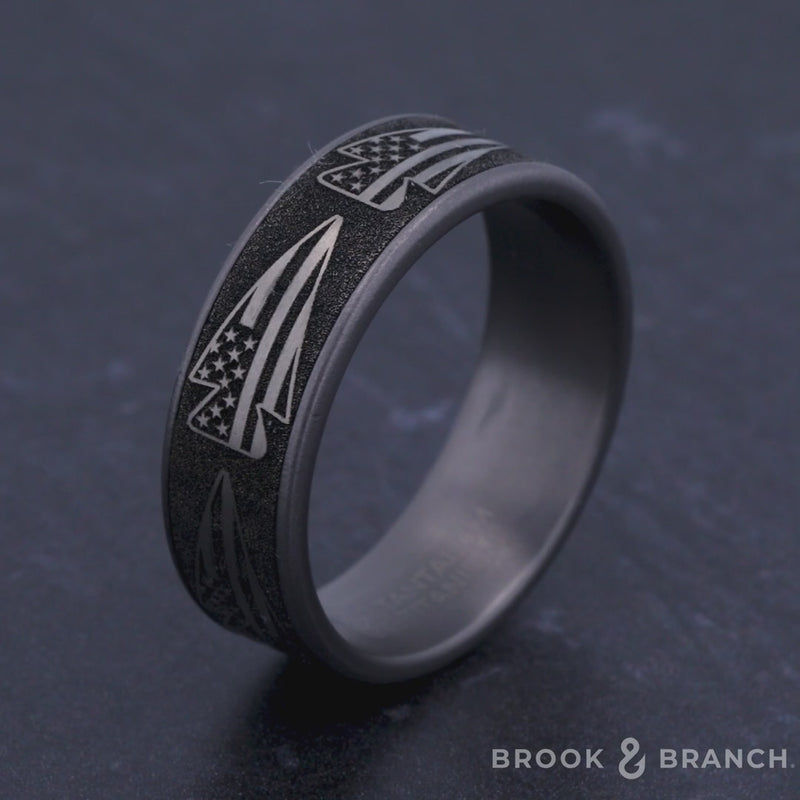 The American Men's Wedding Band in Grey Tantalum and Grey-Black Titanium - 7.5mm Width by Brook and Branch
