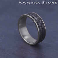 The Caprio Men's Wedding Band in 14K White Gold and Grey Tantalum - 7.5mm Width by Ammara Stone