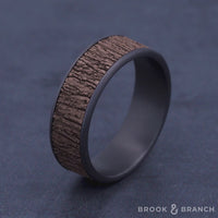 The Hazel Men's Wedding Band in Grey Tantalum and 14K Rose Gold - 7.5mm Width by Brook and Branch