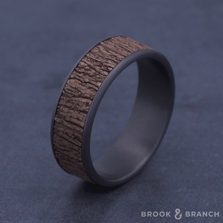 The Hazel Men's Wedding Band in Grey Tantalum and 14K Rose Gold - 7.5mm Width by Brook and Branch