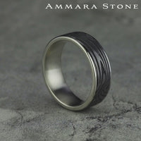 The Lava Lamp Men's Wedding Band in 14K White Gold and Grey Tantalum - 7.5mm Width by Ammara Stone