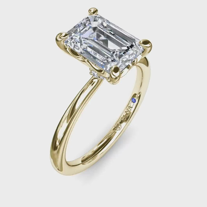 Fana - Hidden Halo Diamond Engagement Ring - S4196 - Available in 14K & 18K Gold (White, Yellow or Rose) and Platinum