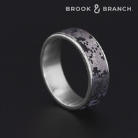 The Digital Camo Men's Wedding Band in 14K White Gold and Grey Tantalum - 7.5mm Width by Brook and Branch