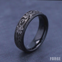 The Palace Men's Wedding Band in Grey/Black Titanium - 6.5mm Width by Forge