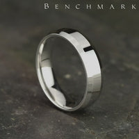 The Meridian Men's Wedding Band in 14K White Gold - 6.5mm by Benchmark