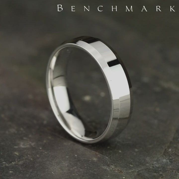 The Meridian Men's Wedding Band in 14K White Gold - 6.5mm by Benchmark