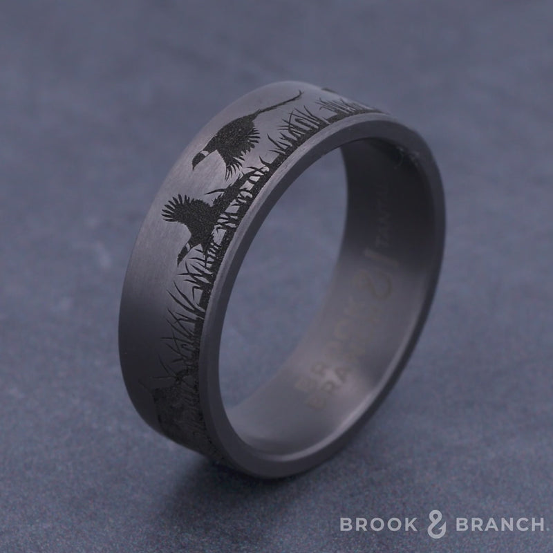 The Pointer Men's Wedding Band in Grey Tantalum - 7mm Width by Brook and Branch