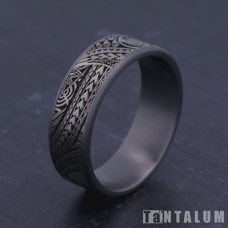The Polynesian Men's Wedding Band in Grey Tantalum and Grey-Black Titanium - 7.5mm Width by Tantalum