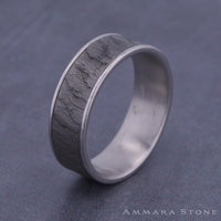 The Rainier Men's Wedding Band in 14K White Gold and Grey Tantalum - 7.5mm Width by Ammara Stone