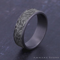The Tamlin Men's Wedding Band in Grey Tantalum and 14K White - 7.5mm Width by Ammara Stone
