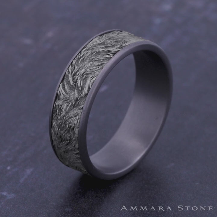The Tamlin Men's Wedding Band in Grey Tantalum and 14K White - 7.5mm Width by Ammara Stone
