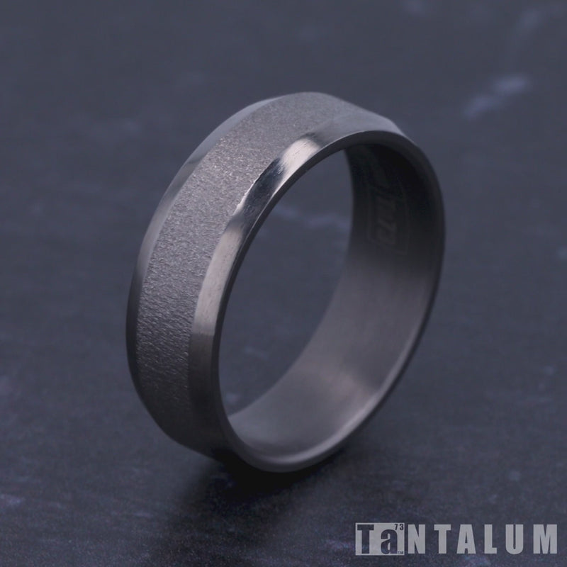 The Alpha Men's Wedding Band in Grey Tantalum - 7mm Width by Tantalum