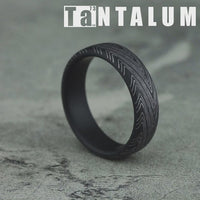 The Herringbone Men's Wedding Band in Darkened Tantalum - 6.5mm Width by Tantalum