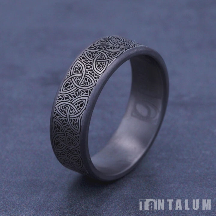 The Keltar Men's Wedding Band in Grey Tantalum and Grey/Black Titanium - 7.5mm Width by Tantalum