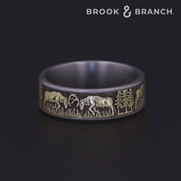 The Rut Men's Wedding Band in Grey Tantalum and 14K Yellow Gold - 7.5mm Width by Brook and Branch