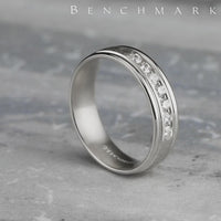 The Cambridge Men's Wedding Band in 14K White Gold - 6.5mm Width by Benchmark