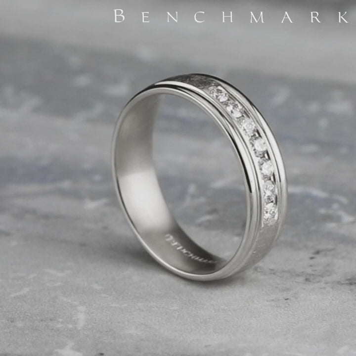 The Cambridge Men's Wedding Band in 14K White Gold - 6.5mm Width by Benchmark