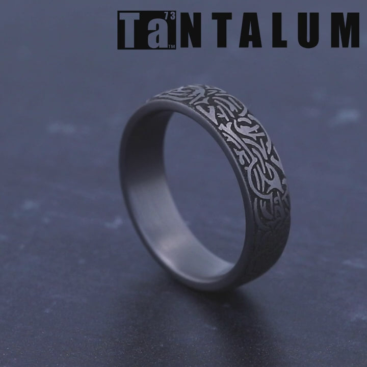 Thors Hammer Men's Wedding Band in Grey Tantalum - 6.5mm Width by Tantalum