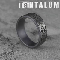 The Bergen Men's Wedding Band in Grey Tantalum and Grey/Black Titanium - 7.5mm Width by Tantalum