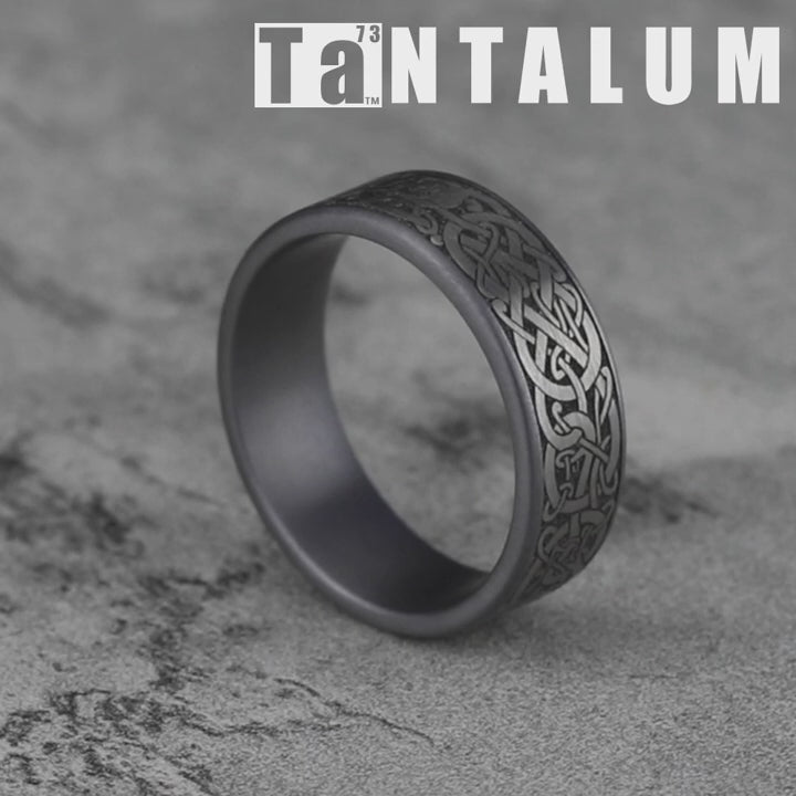 The Bergen Men's Wedding Band in Grey Tantalum and Grey/Black Titanium - 7.5mm Width by Tantalum