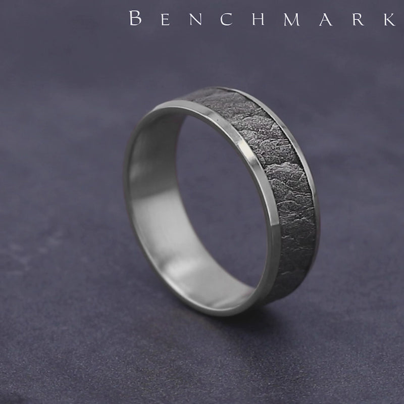 The Caldera Men's Wedding Band in 14K White Gold - 7mm by Benchmark