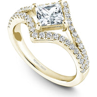 Princess Cut Diamond Engagement Ring with Diagonal Setting and Pavé Split Shank in Yellow Gold by Noam Carver<em> - Choose Your Center Diamond: 1 to 5 Carats, Sustainable Lab-Grown or Natural Earth-Mined</em>